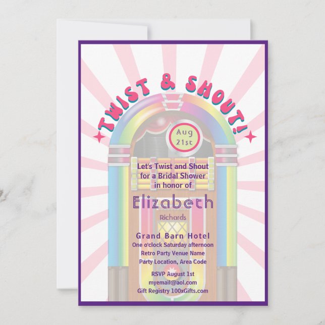 Feel The Beat! Cosmic Retro 70s Bridal Shower  Invitation (Front)