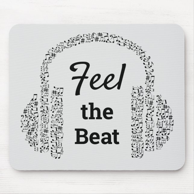 Feel the beat music headphones modern mouse mat (Front)