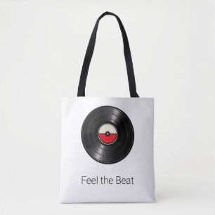 Feel the Beat Retro Vinyl Record Tote Bag