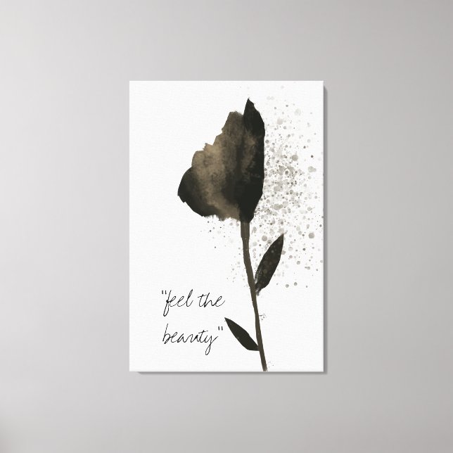 "Feel The Beauty" Golden Waercolor Tulip Flower Canvas Print (Front)