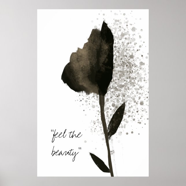 "Feel The Beauty" Golden Waercolor Tulip Flower Poster (Front)