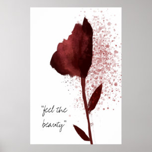"Feel The Beauty" Red Watercolor Tulip Flower Poster