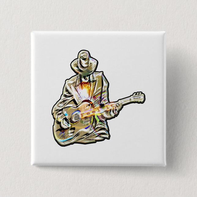 Feel the Blues – Artistic Guitar Design 15 Cm Square Badge (Front)