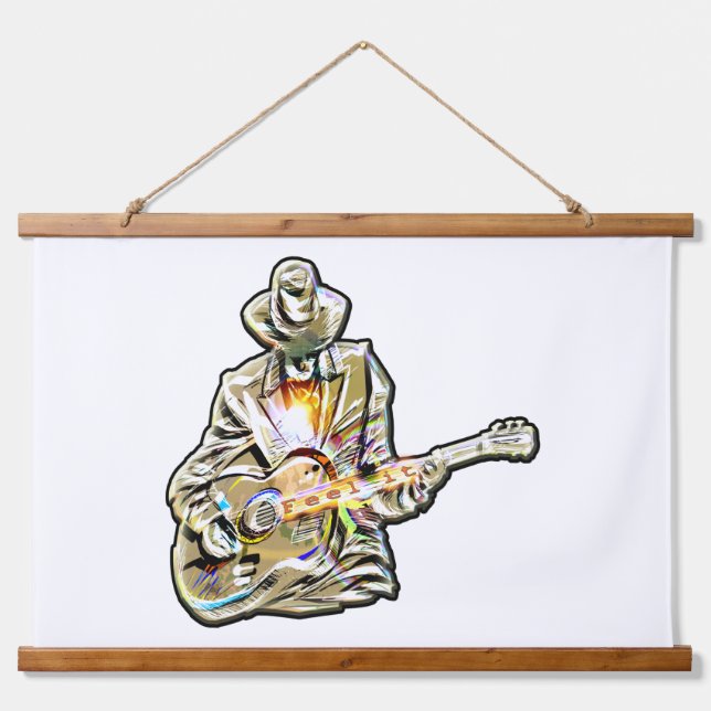 Feel the Blues – Artistic Guitar Design Hanging Tapestry (Front)
