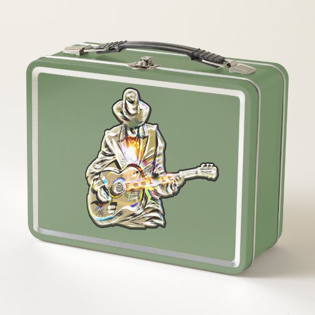Feel the Blues – Artistic Guitar Design Metal Lunch Box (Front)