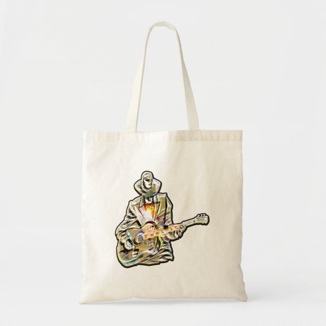 Feel the Blues – Artistic Guitar Design Tote Bag (Front)