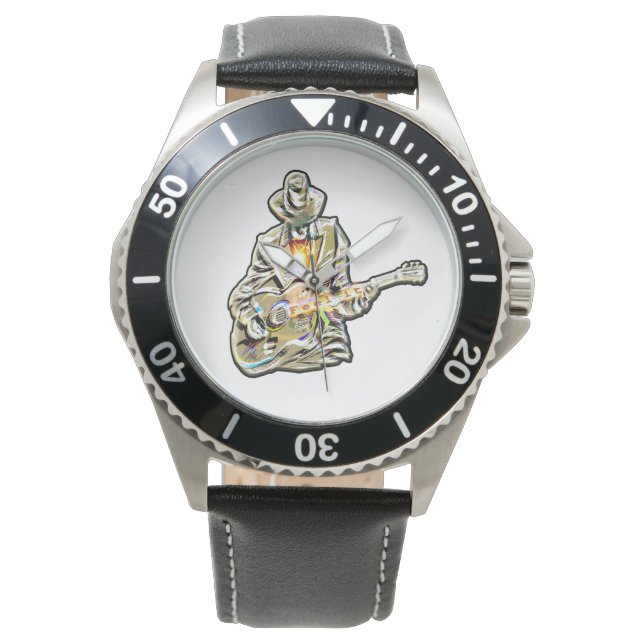 Feel the Blues – Artistic Guitar Design Watch (Front)