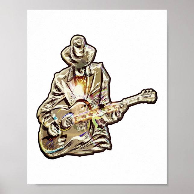 Feel the Blues – Artistic Guitar  Poster (Front)