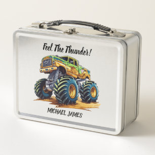 Feel the Thunder Monster Truck Metal Lunch Box