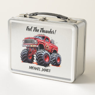 Feel the Thunder Monster Truck Metal Lunch Box