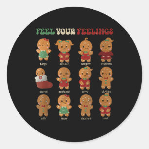 Feel Your Feelings Groovy Christmas Mental Health Classic Round Sticker