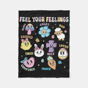 Feel Your Feelings Mental Health Aesthetic Easter  Fleece Blanket