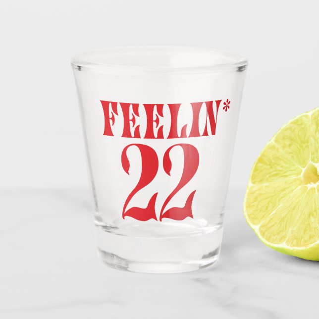 Feelin' 22 Shot Glass, Swifty 22 Birthday Glass (Front)