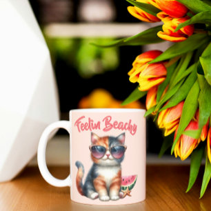 Feelin Beachy Cute Cat  Coffee Mug