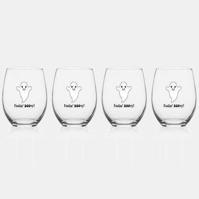 FEELIN’ BOOvy! Stemless 16oz Wine Glasses (Front)