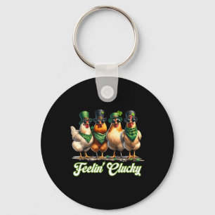 Feelin' Clucky Chickens Lover St Patrick’s Day Wom Key Ring