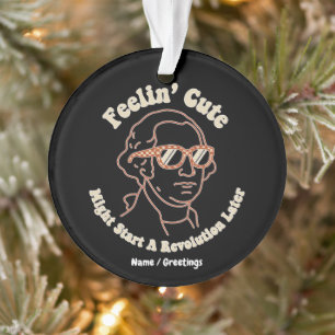 Feelin Cute Might Start A Revolution Later Funny Ornament