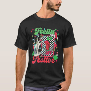 Feelin Festive Christmas Lights Switch On Off Skel T-Shirt