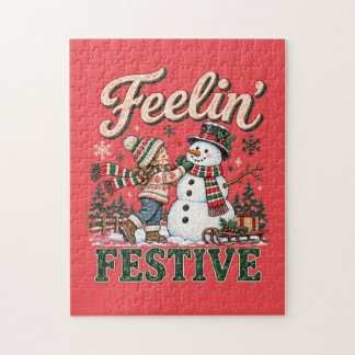 Feelin’ Festive Christmas Snowman Kids Jigsaw Puzzle