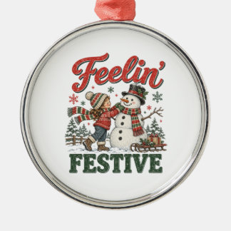 Feelin’ Festive Christmas Snowman Kids Metal Tree Decoration