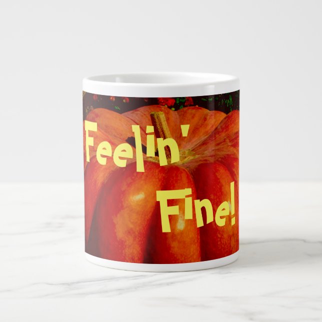 Feelin' Fine Pumpkins on a Large Coffee Mug (Front)