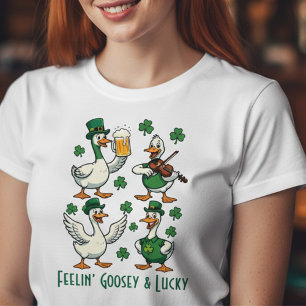 Feelin’ Goosey & Lucky Funny St. Patrick’s Day Tri-Blend Shirt