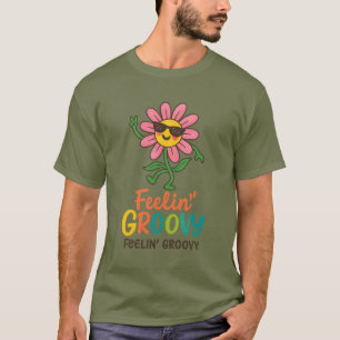 Feelin’ Groovy Retro Flower  Basic Dark T-Shirt