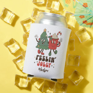 Feelin' Jolly Christmas Holidays Funny Retro Name Can Cooler