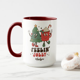 Feelin' Jolly Christmas Holidays Funny Retro Name Mug