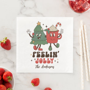 Feelin' Jolly Christmas Holidays Funny Retro Name Napkin
