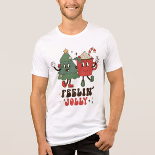 Feelin' Jolly Christmas Holidays Funny Retro Tri-Blend Shirt