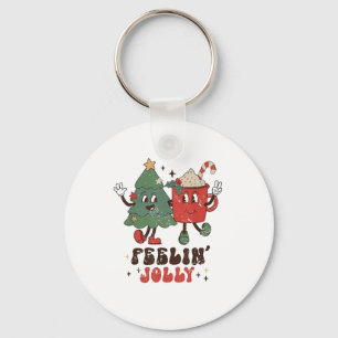 Feelin' Jolly Christmas Hot Cacoa Groovy Christmas Key Ring