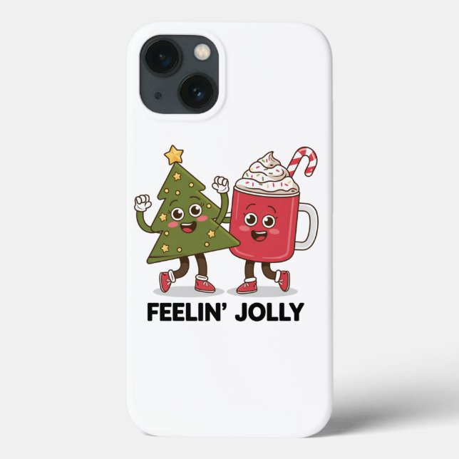 Feelin Jolly Christmas Tree Coffee Lover Winter Case-Mate iPhone Case (Back)