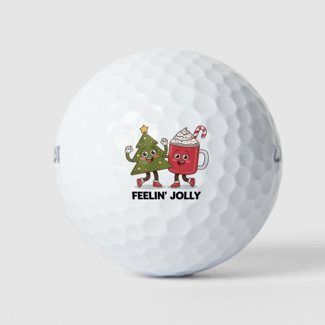 Feelin Jolly Christmas Tree Coffee Lover Winter Golf Balls (Front)