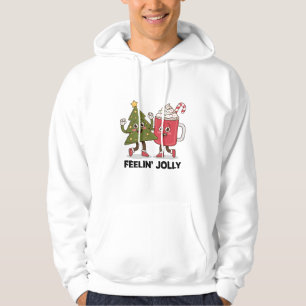 Feelin Jolly Christmas Tree Coffee Lover Winter Hoodie