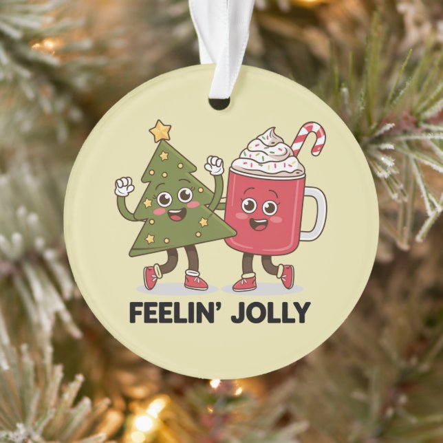 Feelin Jolly Christmas Tree Coffee Lover Winter Ornament (Tree)