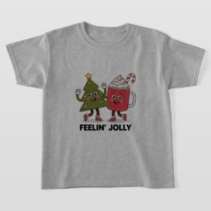 Feelin Jolly Christmas Tree Coffee Lover Winter T-Shirt