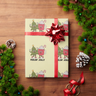 Feelin Jolly Christmas Tree Coffee Lover Winter Wrapping Paper