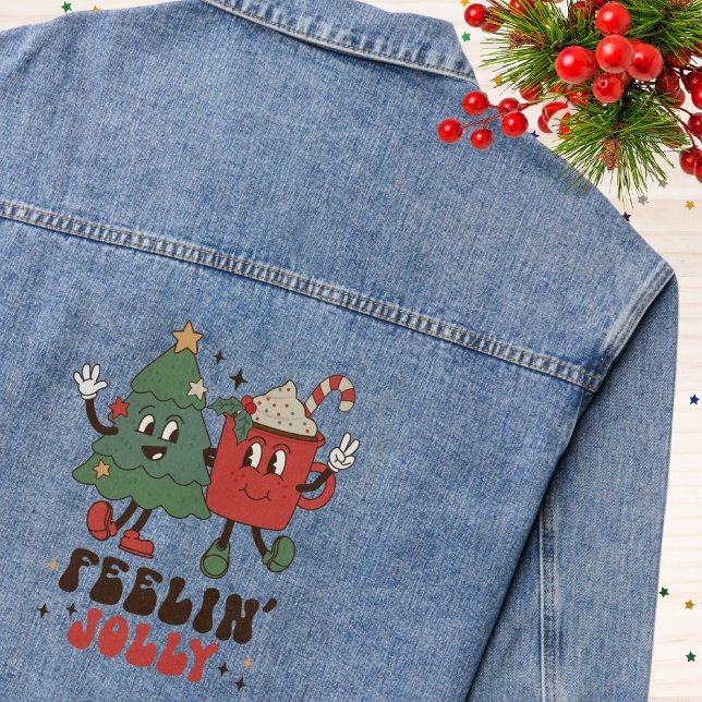 Feelin’ Jolly Retro Christmas Characters Denim Jacket (Creator Uploaded)