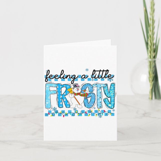 Feelin' Little Frostys Snowman Retro Christmas Lig Card (Front)