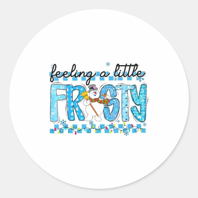 Feelin' Little Frostys Snowman Retro Christmas Lig Classic Round Sticker (Front)