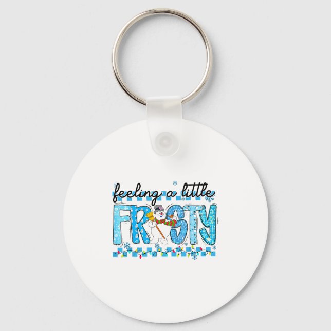 Feelin' Little Frostys Snowman Retro Christmas Lig Key Ring (Front)