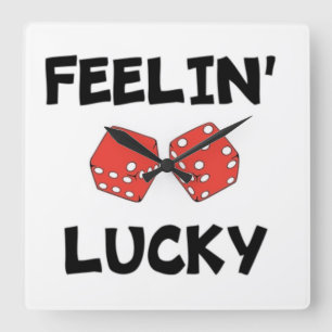 "FEELIN' LUCKY" DICE SQUARE WALL CLOCK
