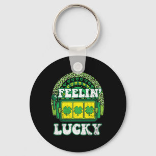 Feelin Lucky St Patricks Day Shamrock 4 Leaf Clove Key Ring