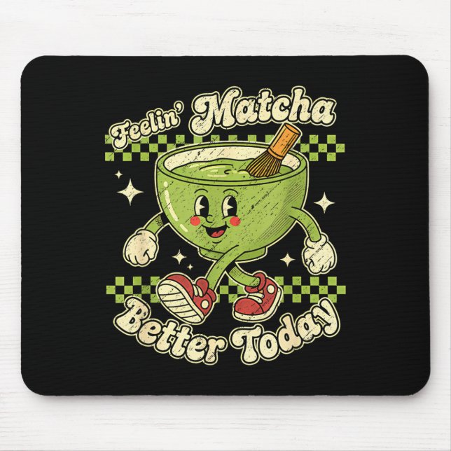 Feelin’ Matcha Better Today Kawaii Cute Boba Bubbl Mouse Mat (Front)