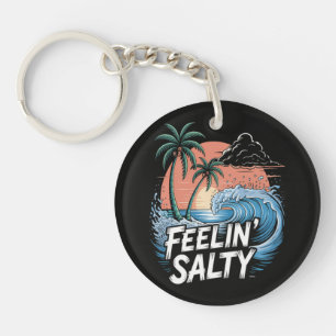 Feelin Salty Beach Summer Vacation 70S Key Ring