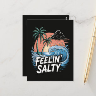 Feelin Salty Beach Summer Vacation 70S Postcard