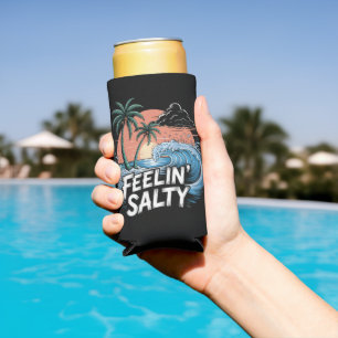 Feelin Salty Beach Summer Vacation 70S Seltzer Can Cooler