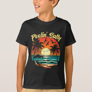 Feelin Salty Beach Summer Vacation Vintage 70s Ret T-Shirt