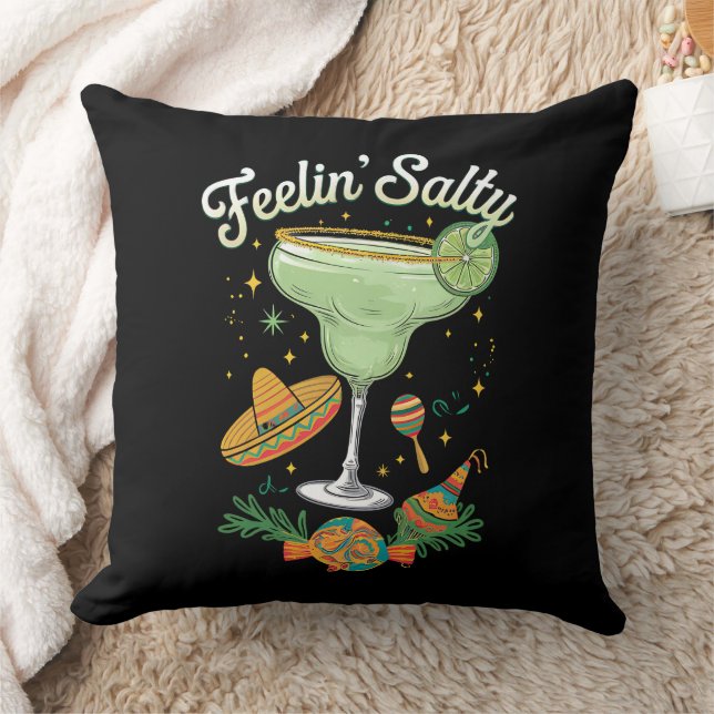 Feelin' Salty Margarita Funny Cinco De Mayo Cushion (Blanket)